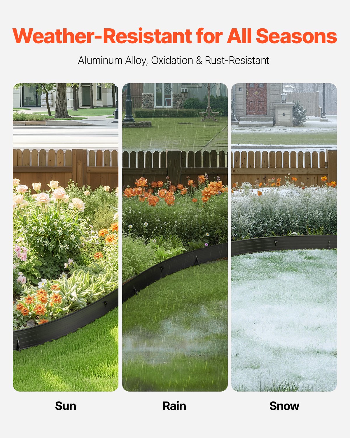 VEVOR Metal Landscape Edging, 8 Packs 72 in Rust-Resistant Aluminum Alloy Landscape Edging, Bendable Garden Edging Border, Heavy Duty Lawn Edging Fence for Flower Bed Yard Pathway