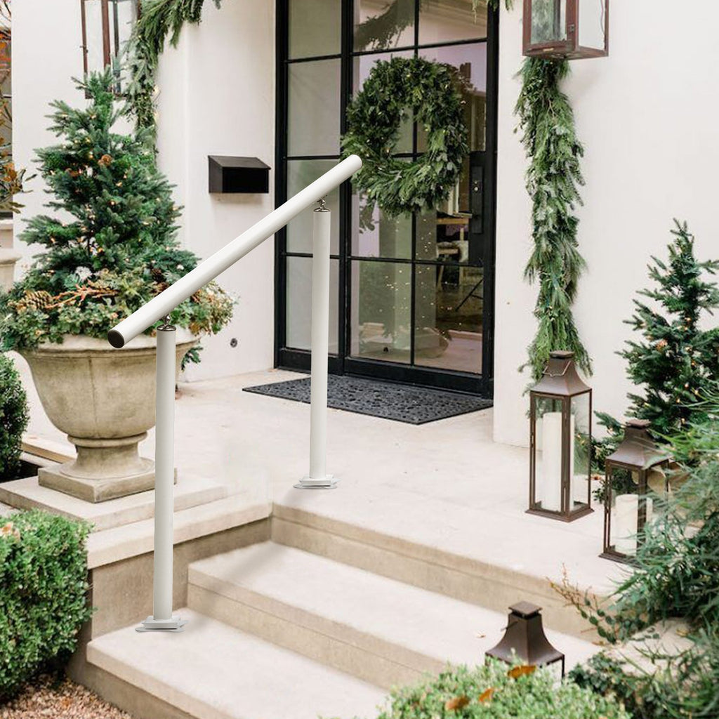 VEVOR Handrail Outdoor Stairs, 3ft, 34 Inch Outdoor Handrail, Outdoor Stair Railing Adjustable from 0 to 60 Degrees Handrail for Stairs Outdoor White Aluminum Stair Railing for Garden, Office Area