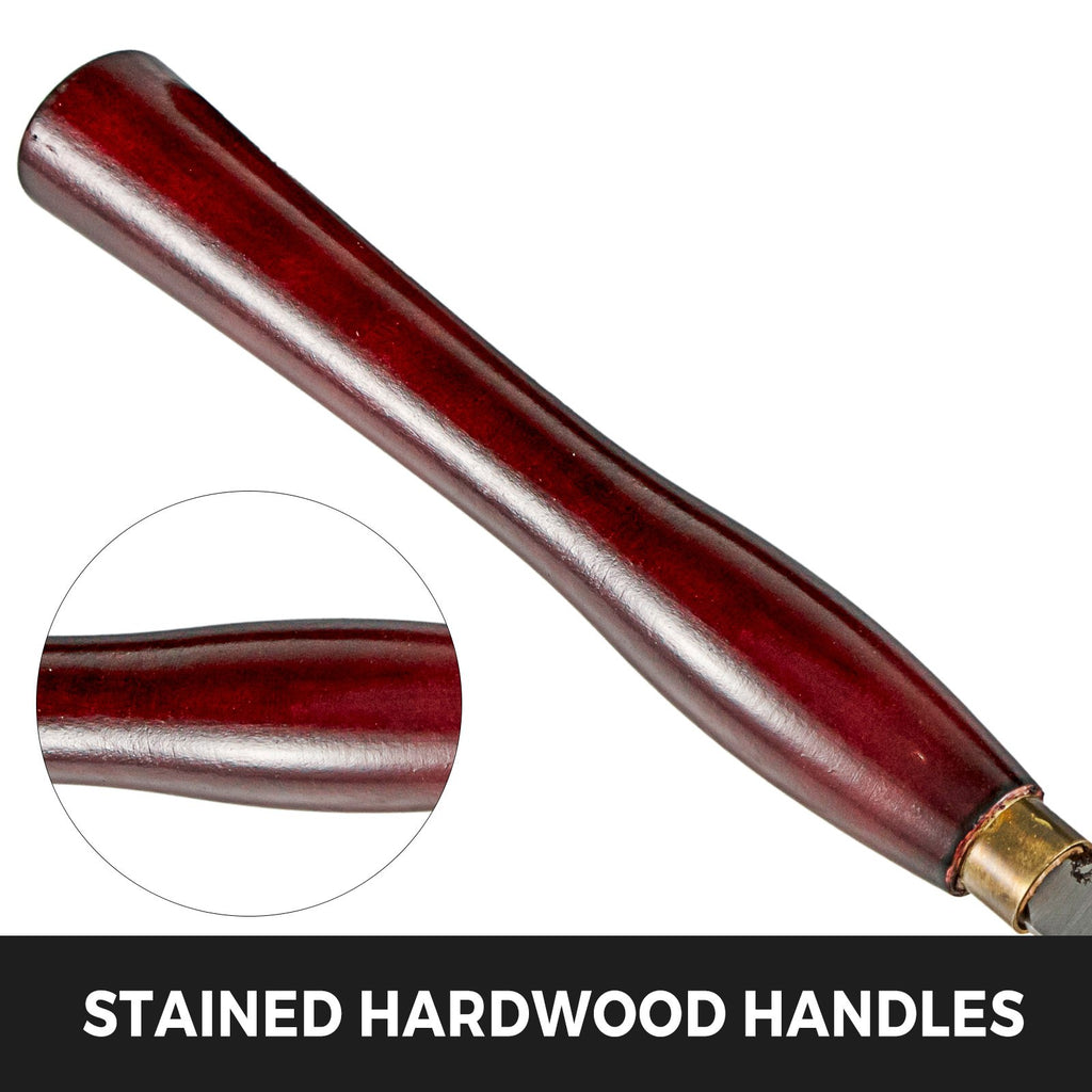 VEVOR Woodworking Lathe Chisel Set 8 Piece Set Lathe Chisel HSS Steel Blades Wood Turning Tools Wooden Case for Storage for Wood Carving Root Carving Furniture Carving Lathes Red