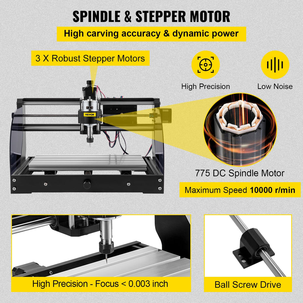 VEVOR Cnc 3018 Pro 10000RPM Cnc 3018 300×180×45mm Cnc Machine GRBL Control Mini Laser Engraver with Offline Controller 3 Axis laser engraving machine for Carving Milling Plastic Acrylic PVC