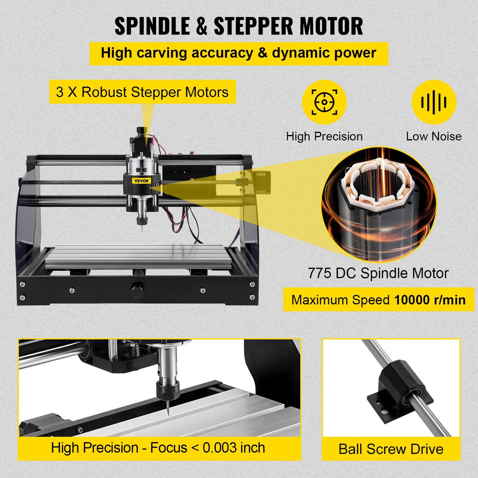 VEVOR Cnc 3018 Pro 10000RPM Cnc 3018 300×180×45mm Cnc Machine GRBL Control Mini Laser Engraver with Offline Controller 3 Axis laser engraving machine for Carving Milling Plastic Acrylic PVC
