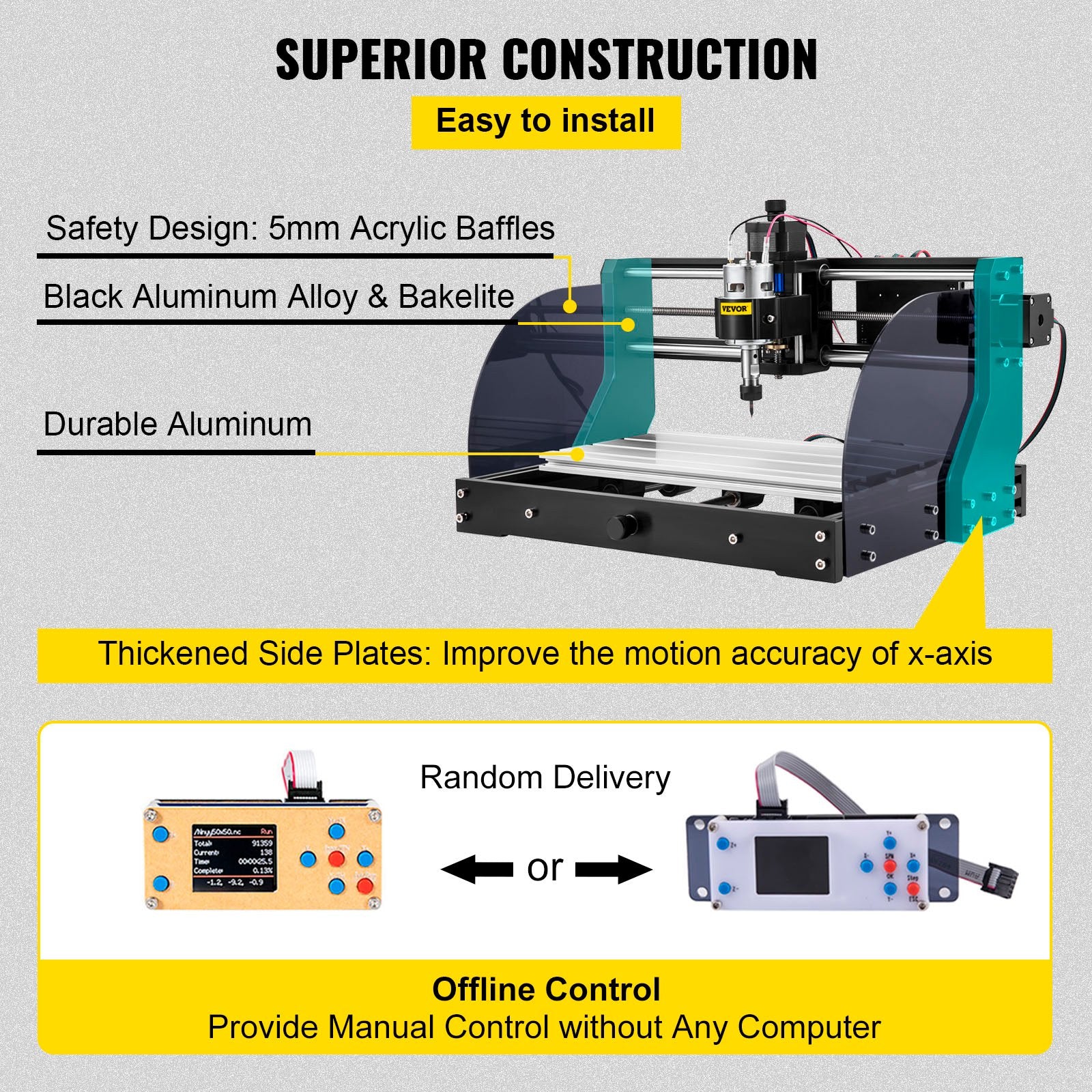 VEVOR Cnc 3018 Pro 10000RPM Cnc 3018 300×180×45mm Cnc Machine GRBL Control Mini Laser Engraver with Offline Controller 3 Axis laser engraving machine for Carving Milling Plastic Acrylic PVC
