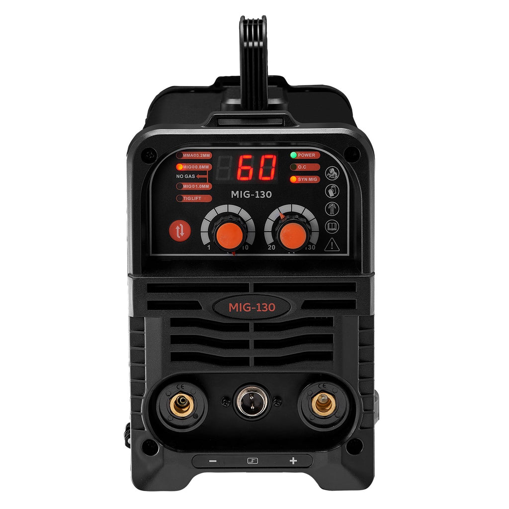 VEVOR MIG Welder, 130Amp Synergic Mig Welding Machine, 3-in-1 Flux Core MIG/Stick/Lift TIG Multi-Process Welder Machine, Portable Mig Welder with IGBT Inverter Technology & Digital Display Screen