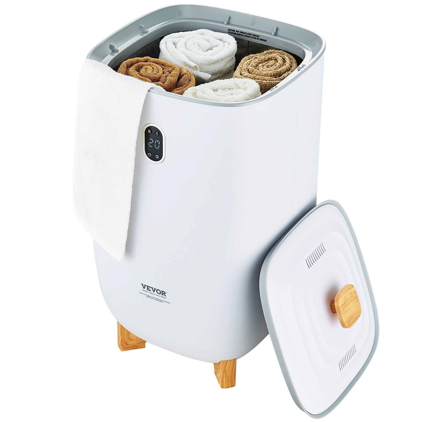 VEVOR 35L Large Towel Warmer Bucket with LED Screen Drying Fuction & Timer White