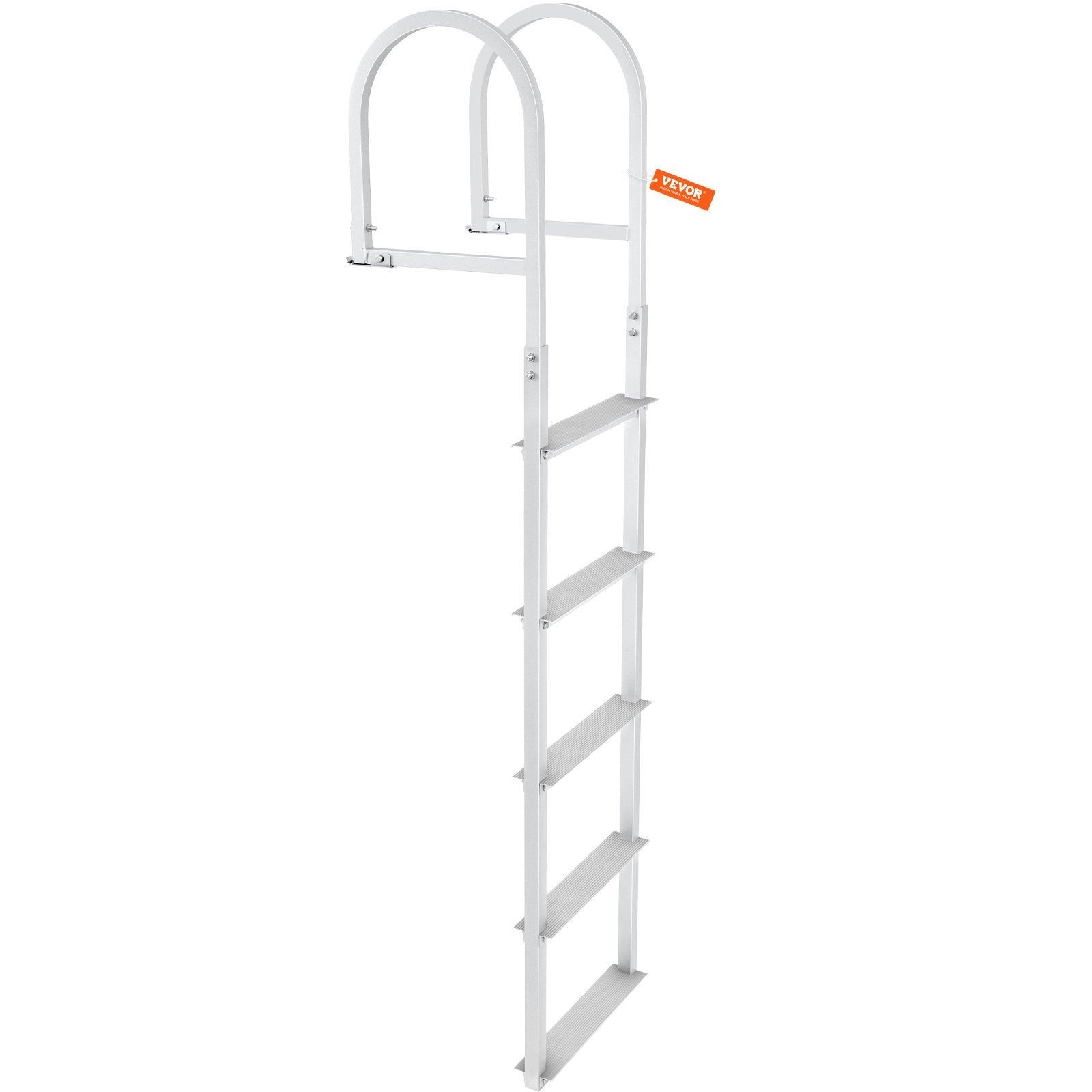 VEVOR Dock Ladder, Removable 5 Steps, 227 kgs Load Capacity, Aluminum Alloy Pontoon Boat Ladder with 3.1'' Wide Step & Nonslip Rubber Mat, Easy to Install for Ship/Lake/Pool/Marine Boarding