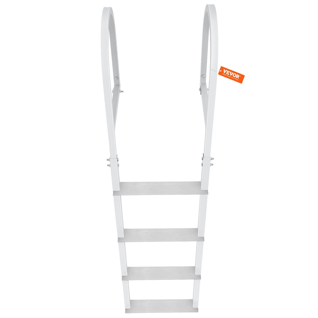 VEVOR Dock Ladder, Removable 4 Steps, 500 lbs Load Capacity, Aluminum Alloy Pontoon Boat Ladder with 3.1'' Wide Step & Nonslip Rubber Mat, Easy to Install for Ship/Lake/Pool/Marine Boarding