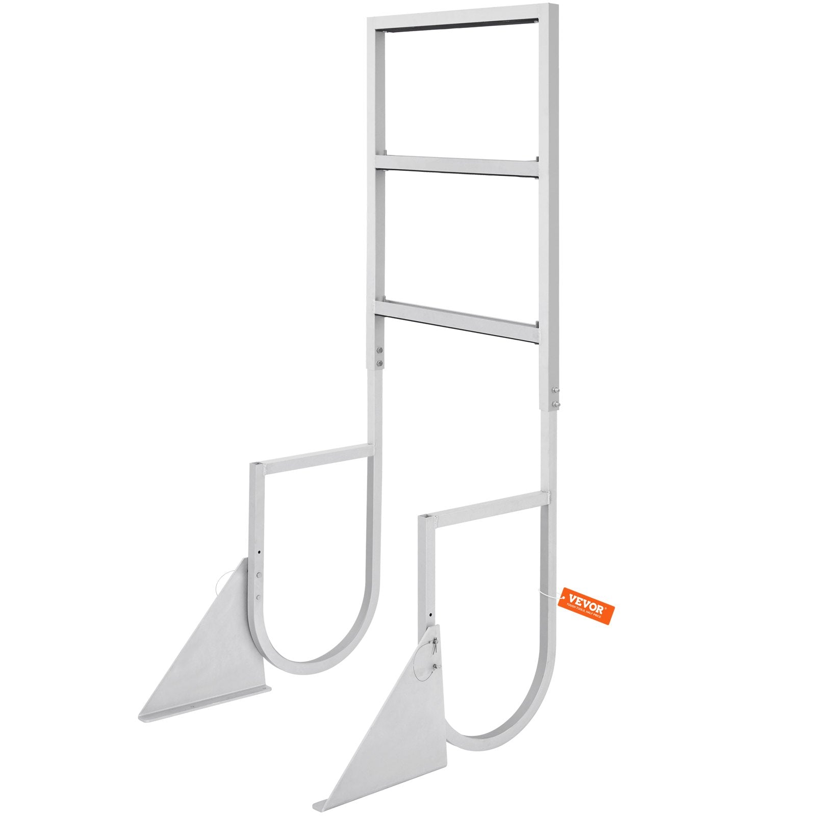 VEVOR Dock Ladder, Flip-Up 3 Steps, 159 kg Load Capacity, Aluminum Alloy Pontoon Boat Ladder with 50.8 mm Wide Step & Nonslip Rubber Mat, Easy to Install for Ship/Lake/Pool/Marine Boarding