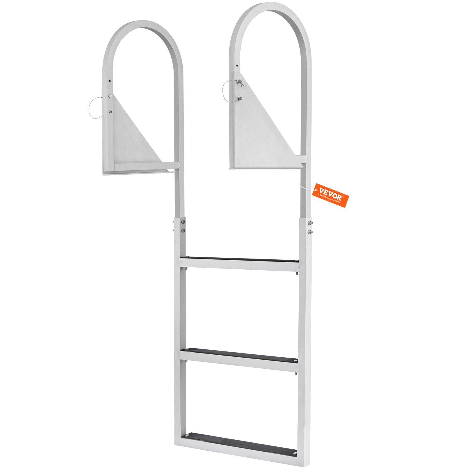 VEVOR Dock Ladder, Flip-Up 3 Steps, 159 kg Load Capacity, Aluminum Alloy Pontoon Boat Ladder with 50.8 mm Wide Step & Nonslip Rubber Mat, Easy to Install for Ship/Lake/Pool/Marine Boarding
