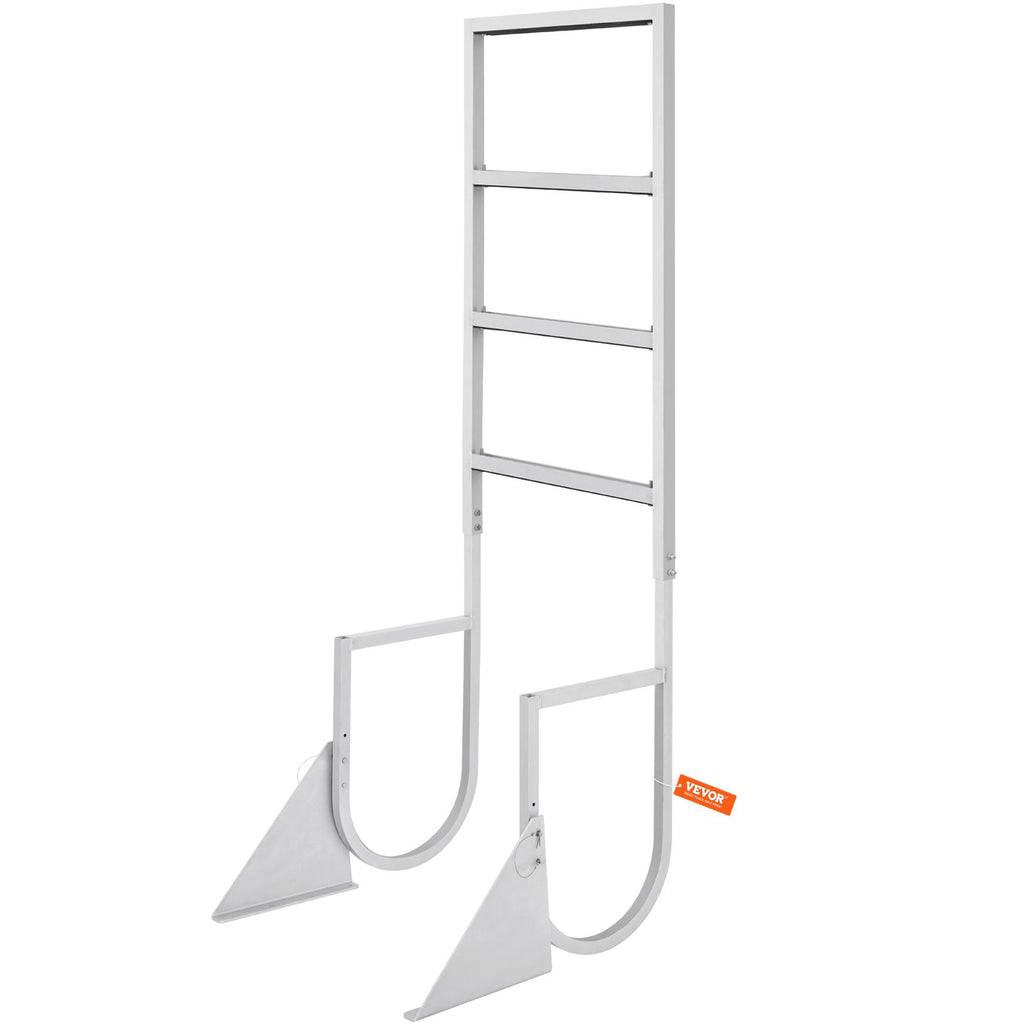 VEVOR Dock Ladder, Flip-Up 4 Steps, 159 kg Load Capacity, Aluminum Alloy Pontoon Boat Ladder with 50.8 mm Wide Step & Nonslip Rubber Mat, Easy to Install for Ship/Lake/Pool/Marine Boarding
