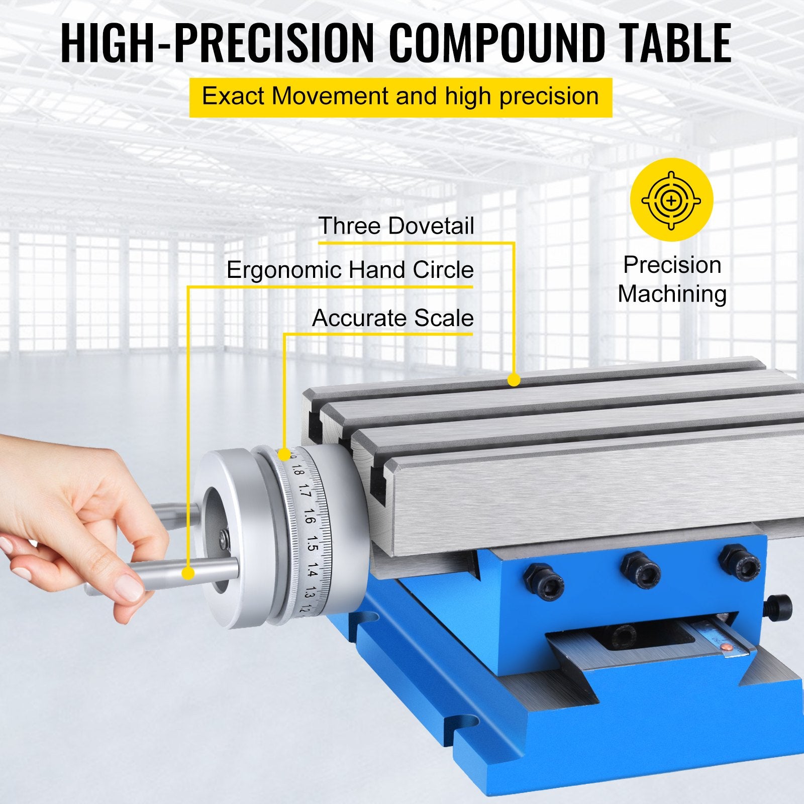 VEVOR Milling Machine Cross Slide Worktable 4''x7.3'' 2 Axis Compound Precision
