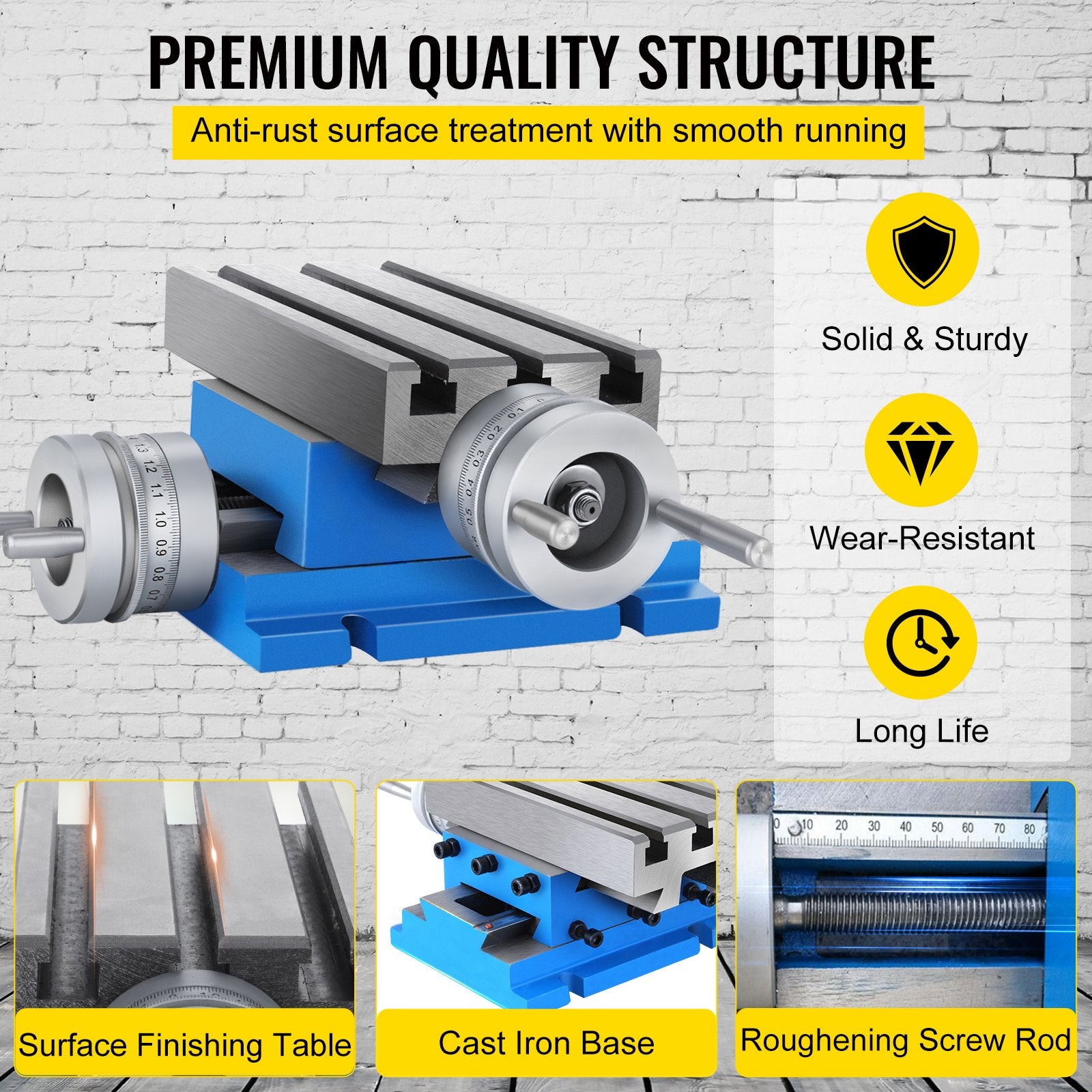 VEVOR Milling Machine Cross Slide Worktable 4''x7.3'' 2 Axis Compound Precision