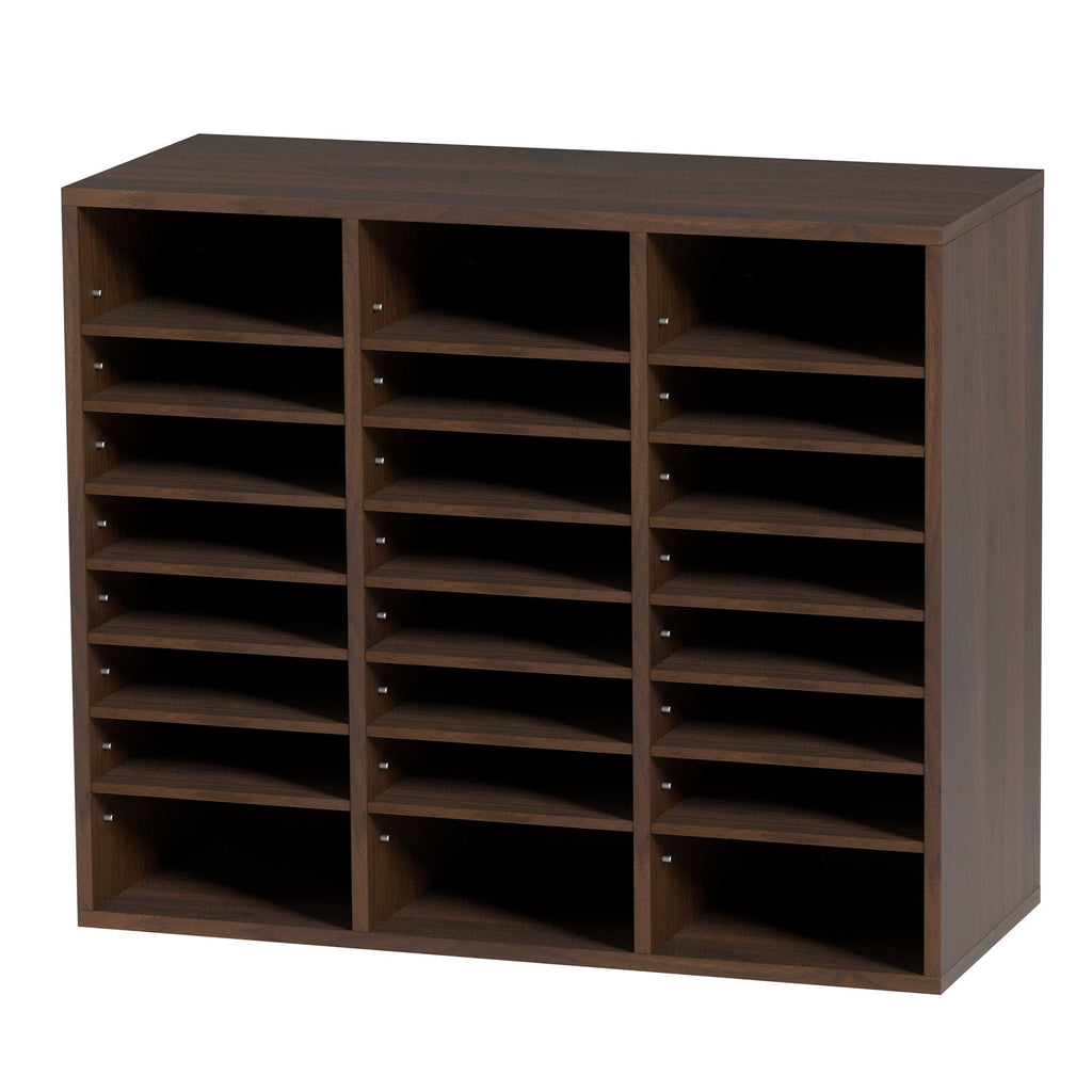 VEVOR Wood Literature Organizer Adjustable File Sorter 24 Compartments Brown
