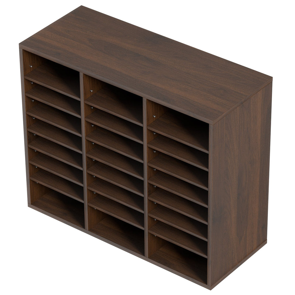 VEVOR Wood Literature Organizer Adjustable File Sorter 24 Compartments Brown