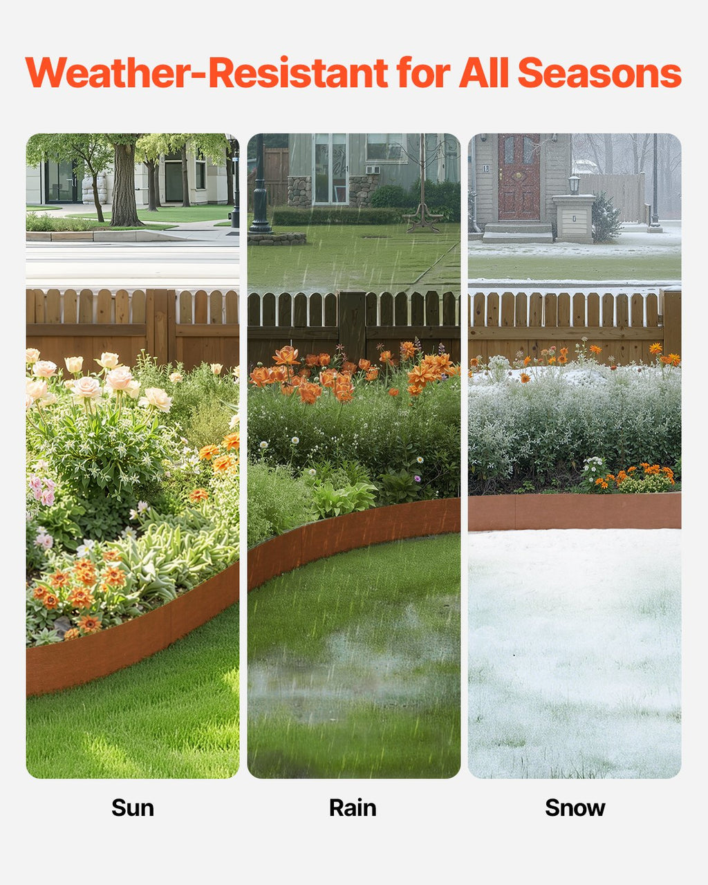VEVOR Steel Landscape Edging, 6 Packs 40 x 8 in Weather-Resistant & Pre-Rust Metal Landscape Edging, Bendable Garden Edging Border, Lawn Edging for Flower Bed Yard Pathway Divider