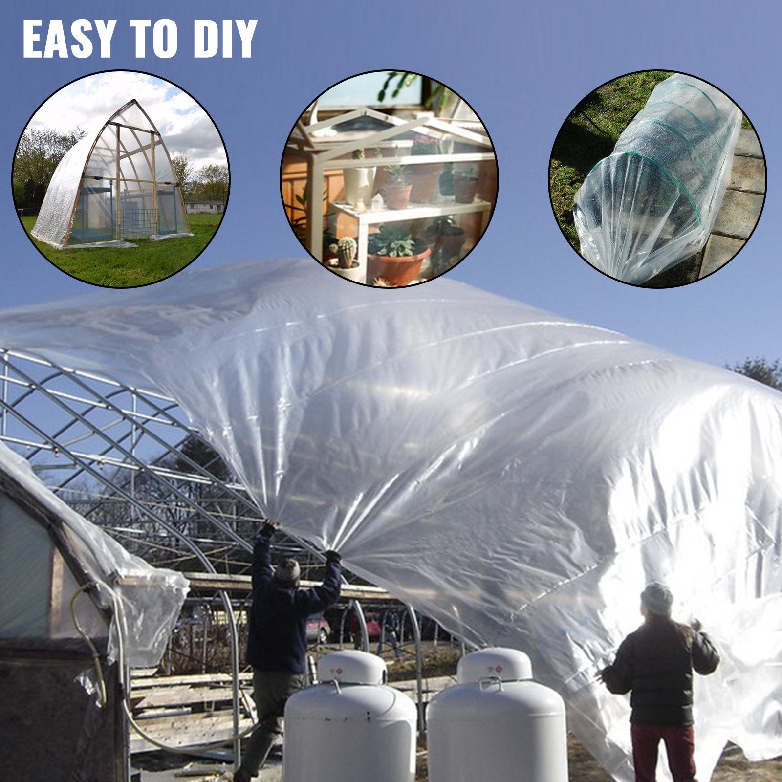 VEVOR Greenhouse Film, Greenhouse Polyethylene Film 20x28 ft Greenhouse Plastic