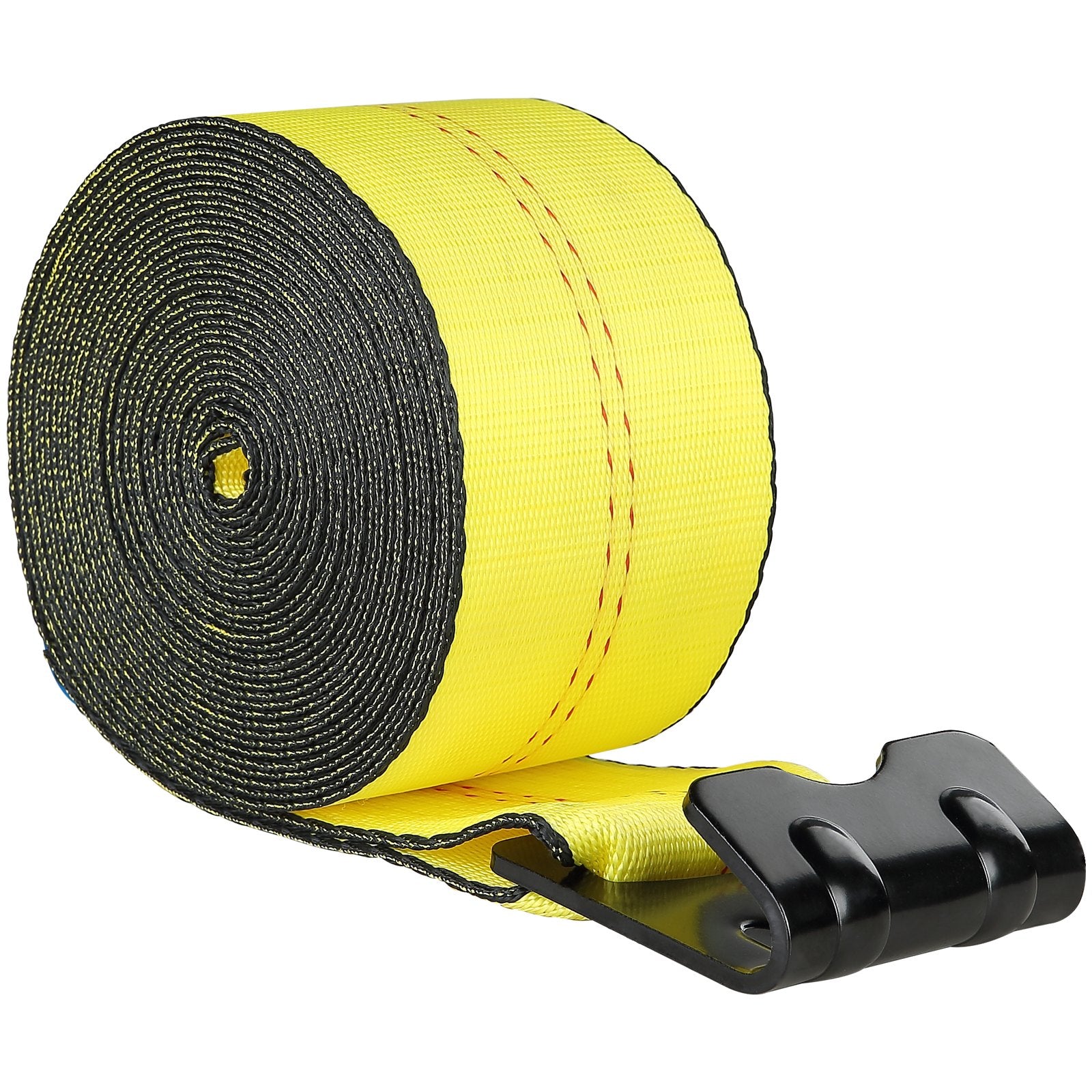 VEVOR Winch Straps, 10.2 cm x 12.2 m, 2.7T Load Capacity, 8.2T Break Strength, Truck Straps with Flat Hook, Flatbed Tie Downs Cargo Control for Trailers, Farms, Rescues, Tree Saver, Yellow (10 Pack)