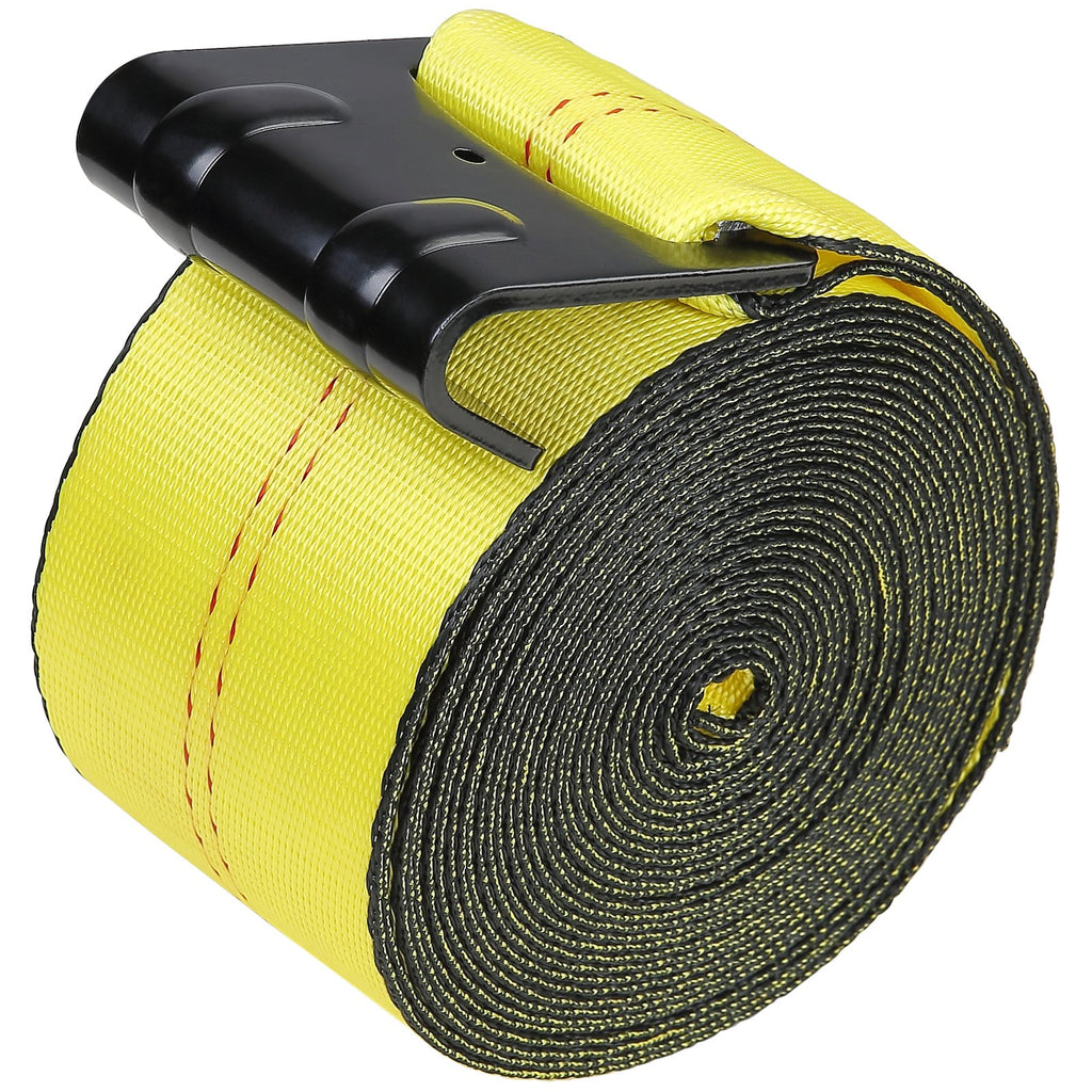 VEVOR Winch Straps, 10.2 cm x 12.2 m, 2.7T Load Capacity, 8.2T Break Strength, Truck Straps with Flat Hook, Flatbed Tie Downs Cargo Control for Trailers, Farms, Rescues, Tree Saver, Yellow (10 Pack)