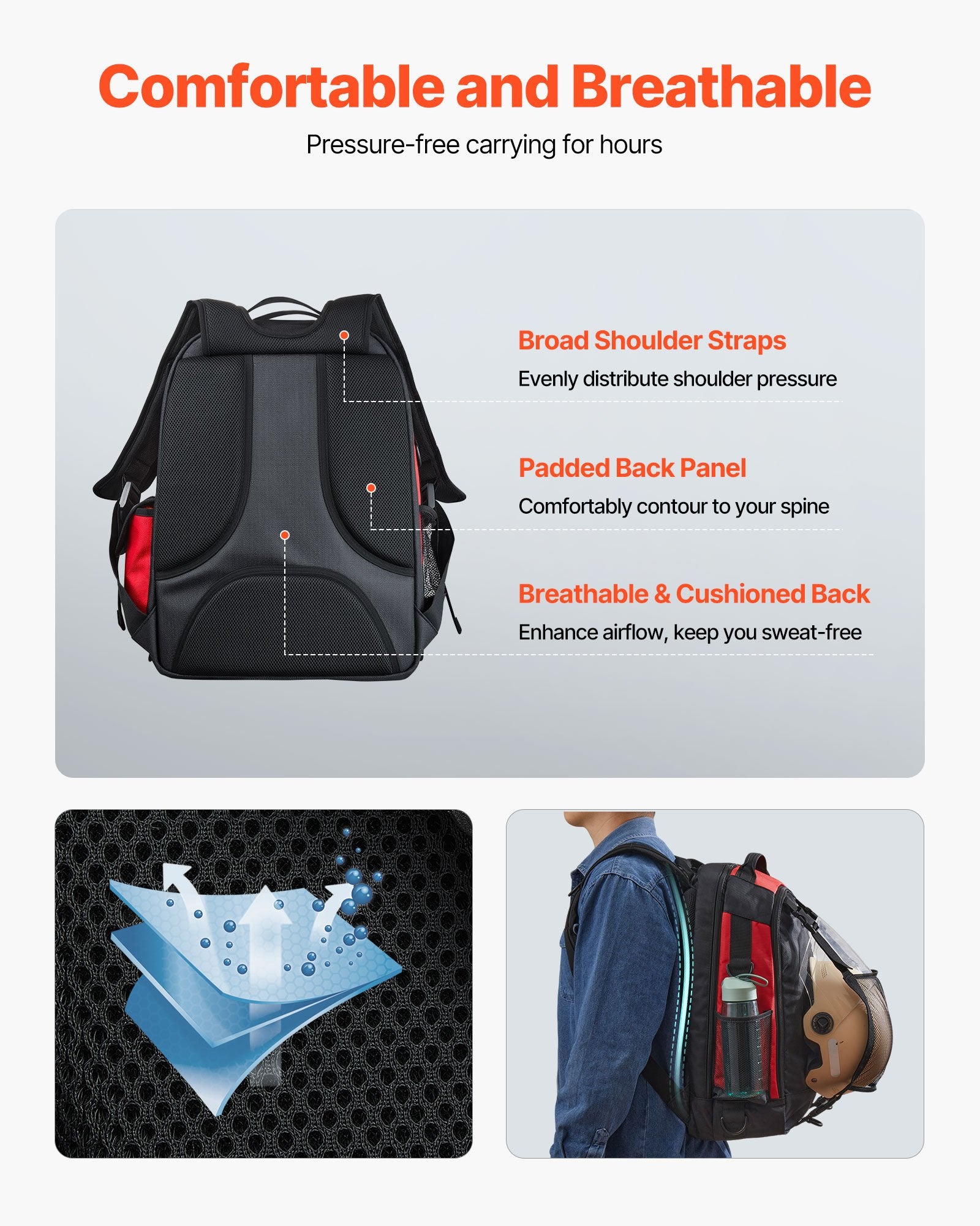 VEVOR 25.2L Welding Backpack 1680D Polyester Welder Backpack for Tool and Helmet
