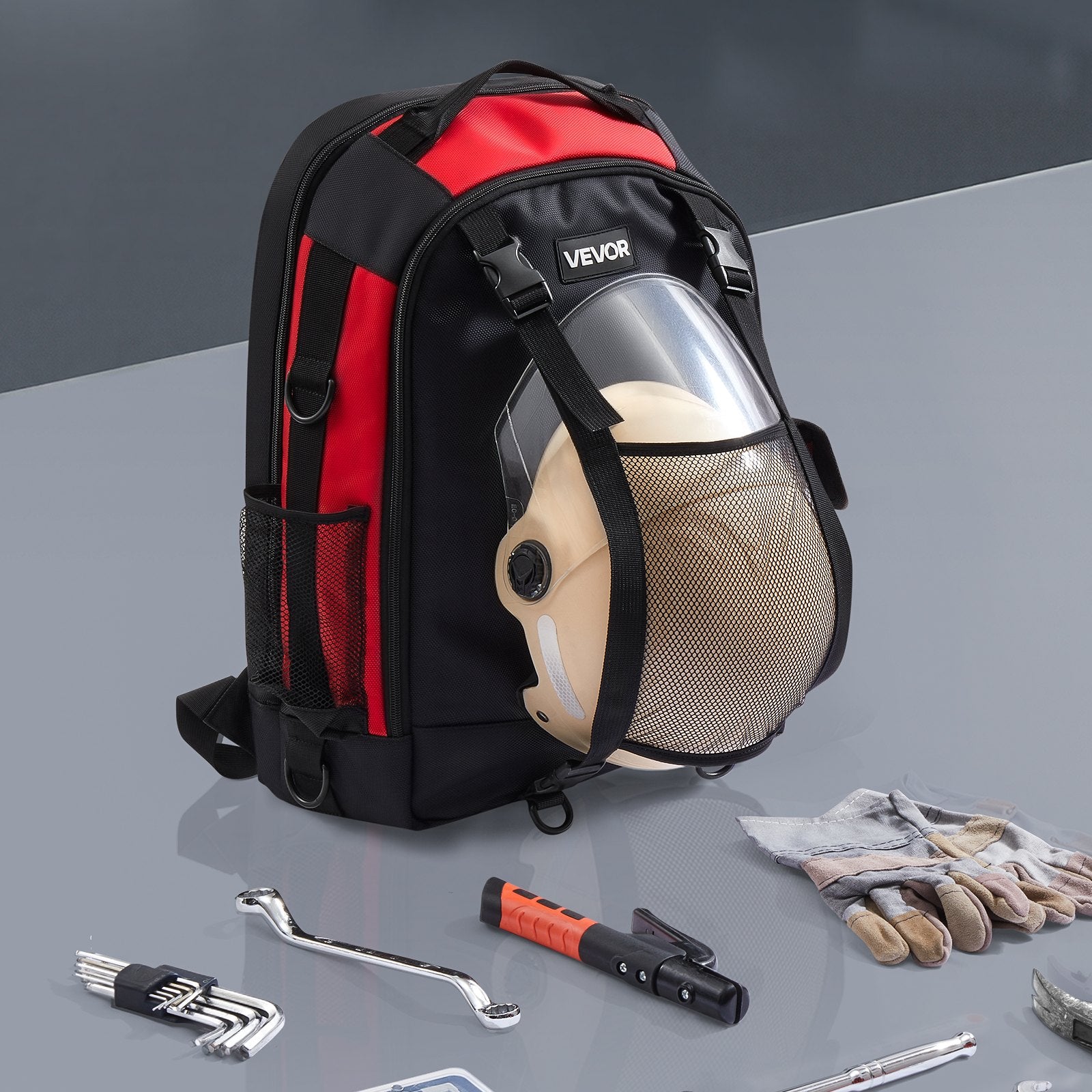 VEVOR 25.2L Welding Backpack 1680D Polyester Welder Backpack for Tool and Helmet