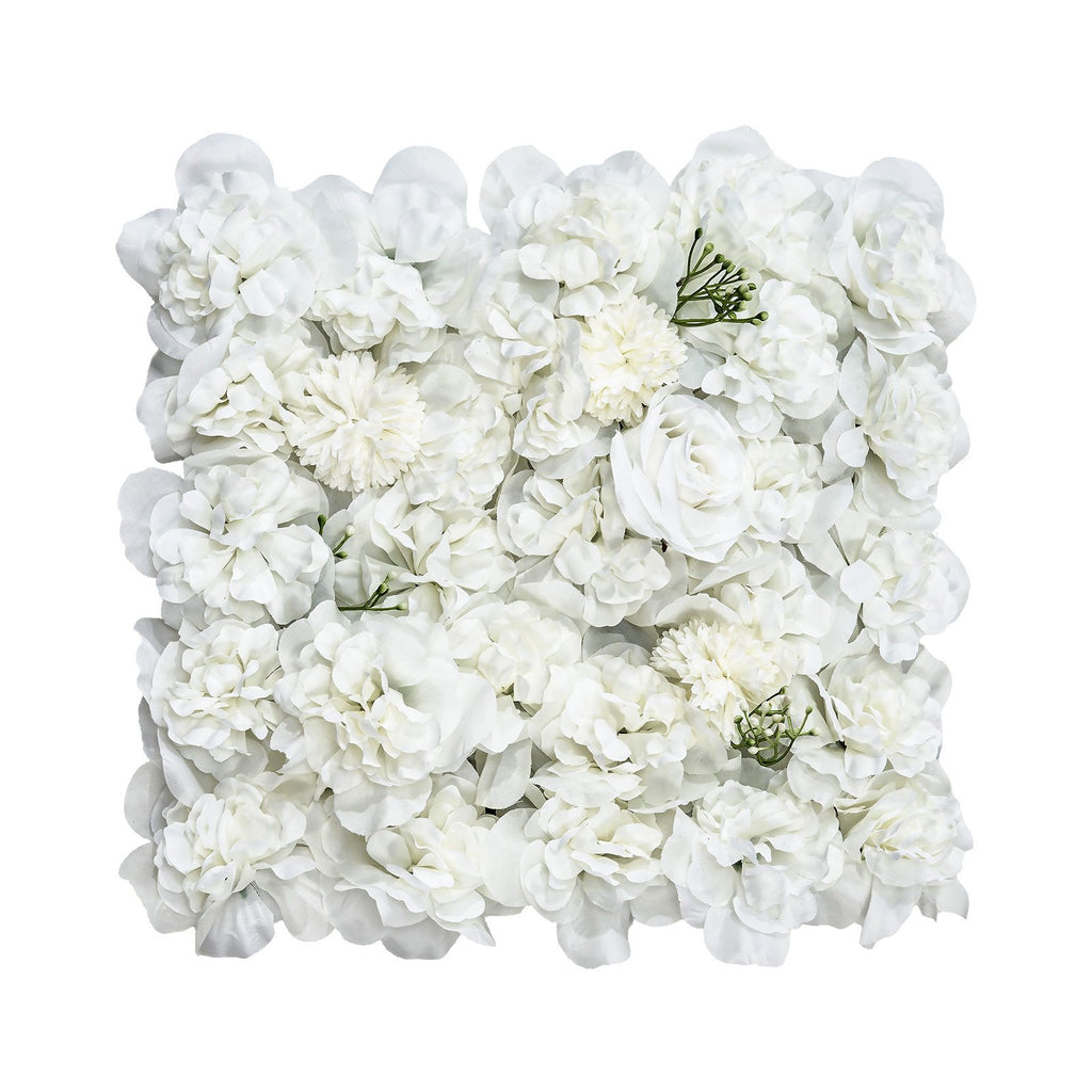 VEVOR 3D Flower Wall Panel, 24 PCS 15 x 15 inch, Artificial Floral Wall Background Mesh Backing Mat,Seamless Design&Easy Installation for Wedding Valentines Day Home Baby Party Backdrop Decor,White