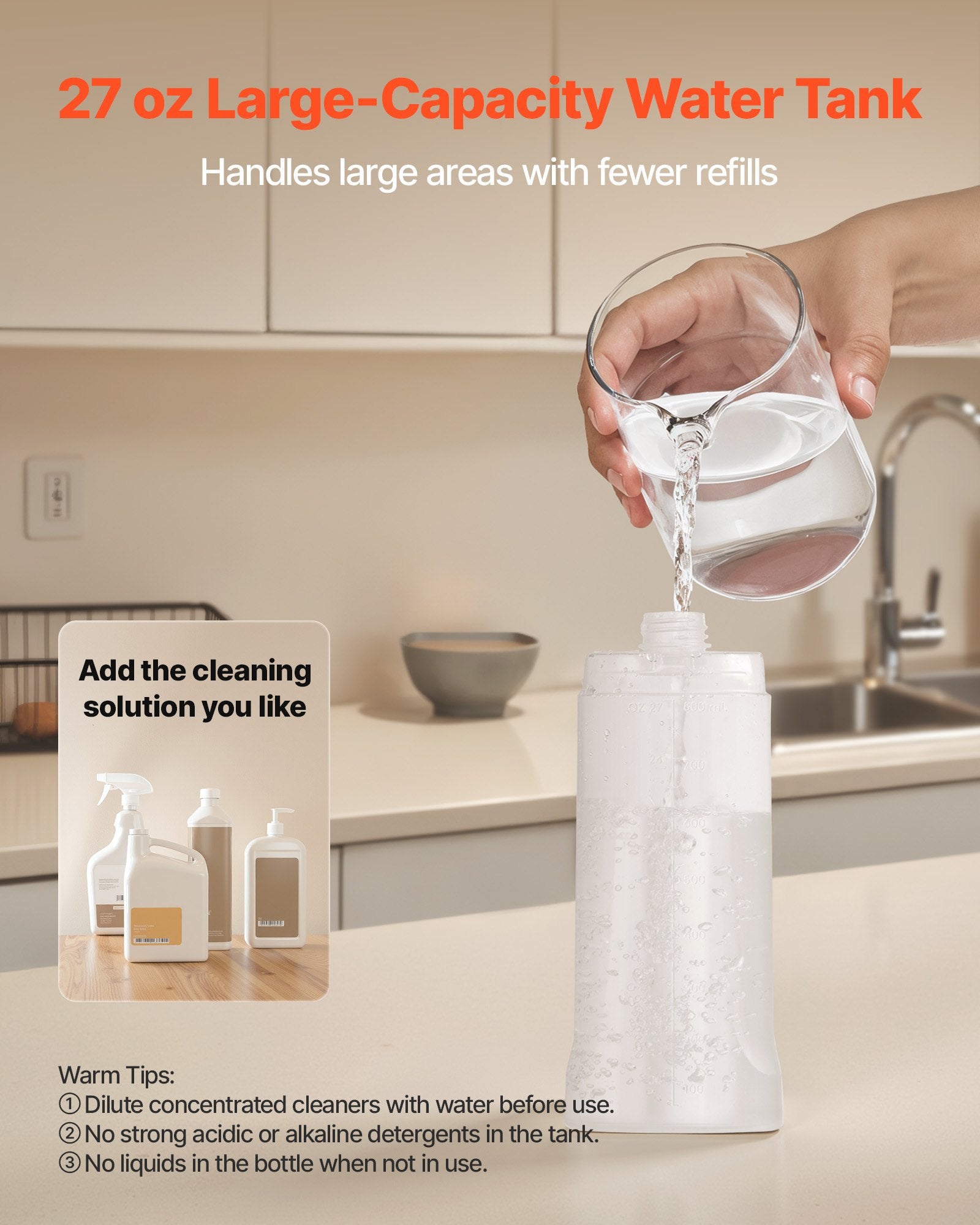 VEVOR Spray Mop, with 3 Washable Pads for Dry and Wet Floor Cleaning & an 800ml Refillable Water Tank, Microfiber Dust Wet Mop & Twisted Cotton Dry Mop, Commercial Home Use for Tiles/Vinyl/Wood Floor