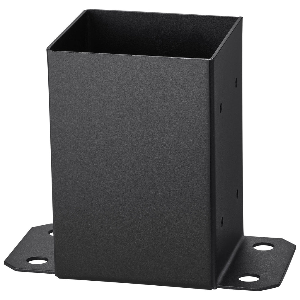 VEVOR 101.6x101.6mm Post Base 4 Pcs, Inner Size 91x91 Post Base Brackets, Heavy Duty Powder-Coated Post Anchor Matte Black Wood Post Brackets for Pavilion Deck Railing Support Deck Base Plate
