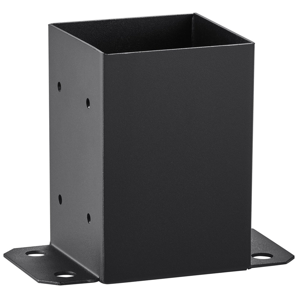 VEVOR 101.6x101.6mm Post Base 4 Pcs, Inner Size 91x91 Post Base Brackets, Heavy Duty Powder-Coated Post Anchor Matte Black Wood Post Brackets for Pavilion Deck Railing Support Deck Base Plate