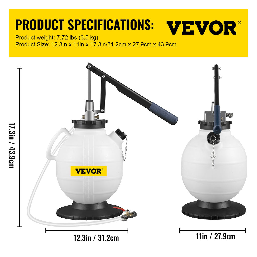 VEVOR Transmission Fluid Pressure Bleeder, 7.5L Large Capacity Transmission Oil Replacement Tool Set with 15 PCS ATF Filler Adapters, Transmission Oil Replacement Kit for Most Cars with Pressure Gauge