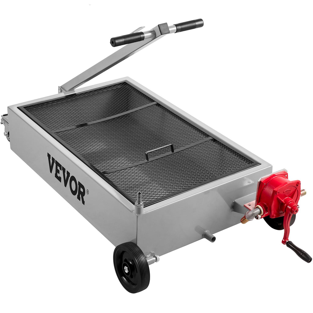 VEVOR Low Profile Oil Drain Pan Truck Drain Pan 57 L with Pump Hose Casters
