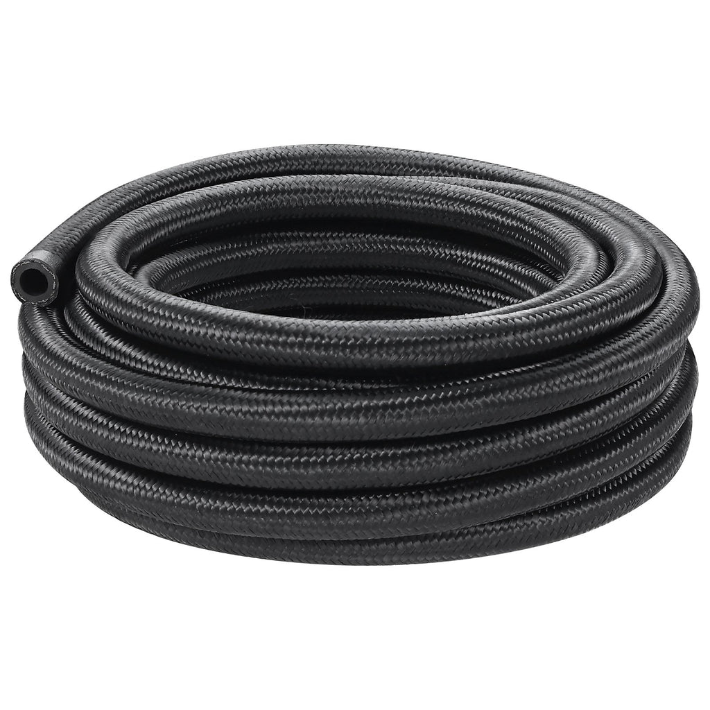 VEVOR 8AN Fuel Line Kit, 6.1 m Fuel Hose Kit, 1.0 cm Nylon Stainless Steel Braided Fuel Line Oil/Gas/Diesel Hose End Fitting Kit, with 12 PCS Swivel Fitting Adapter Kit, Black
