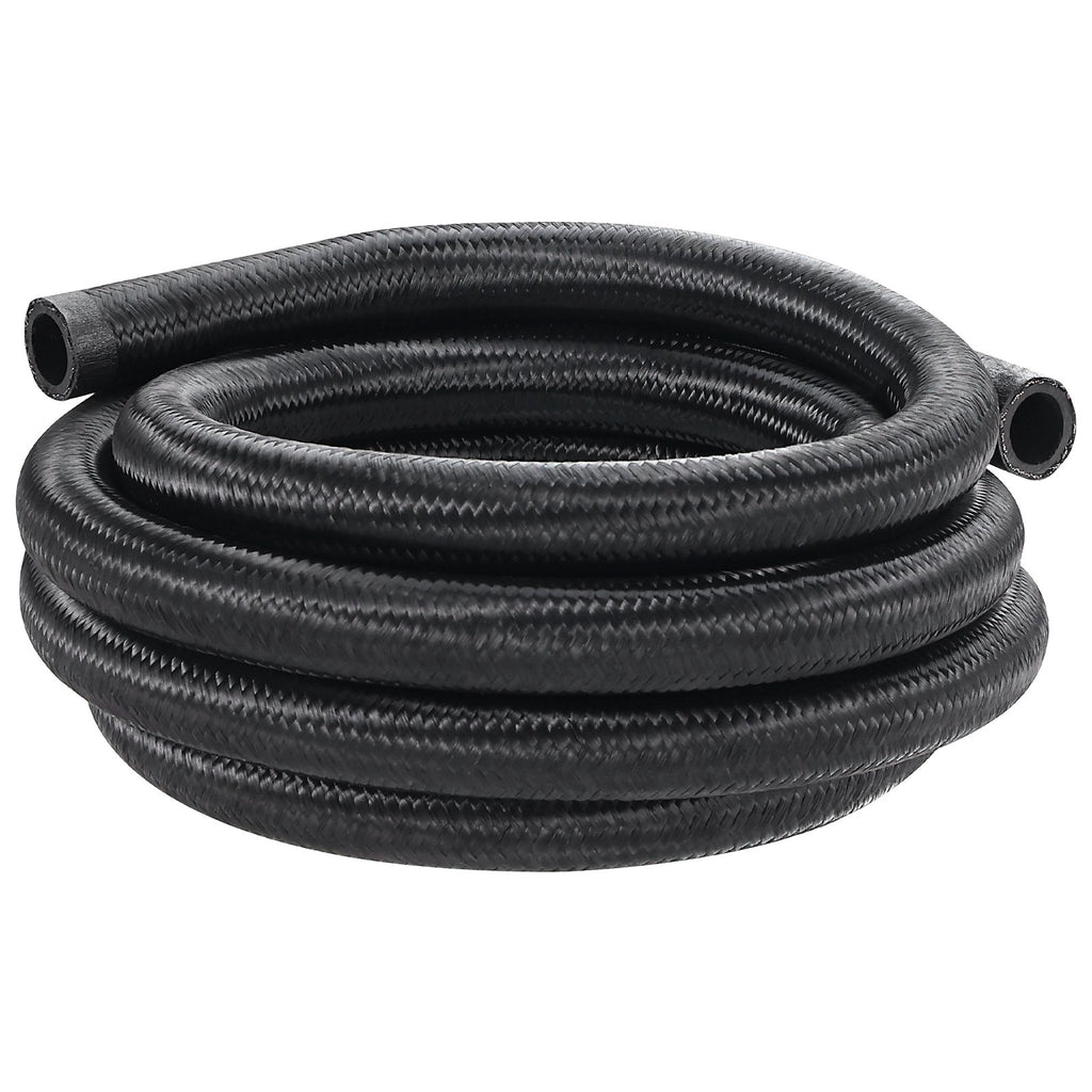 VEVOR 10AN Fuel Line Kit, 3.05 m Fuel Hose Kit, 1.4 cm Nylon Stainless Steel Braided Fuel Line Oil/Gas/Diesel Hose End Fitting Kit, with 7 PCS Swivel Fitting Adapter Kit, Black