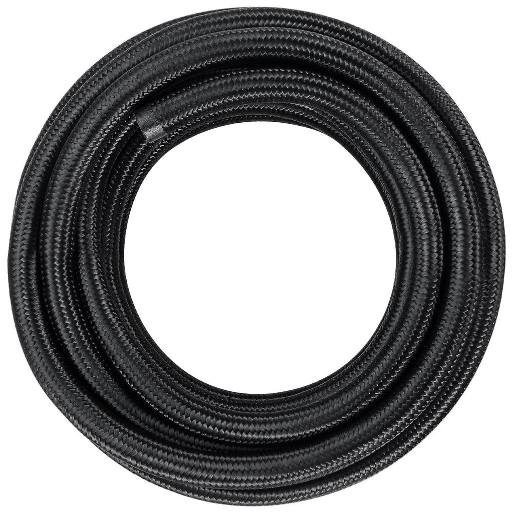 VEVOR 6AN Fuel Line Kit, 6.1 m Fuel Hose Kit, 0.86 cm Nylon Stainless Steel Braided Fuel Line Oil/Gas/Diesel Hose End Fitting Kit, with 12 PCS Swivel Fitting Adapter Kit, Black