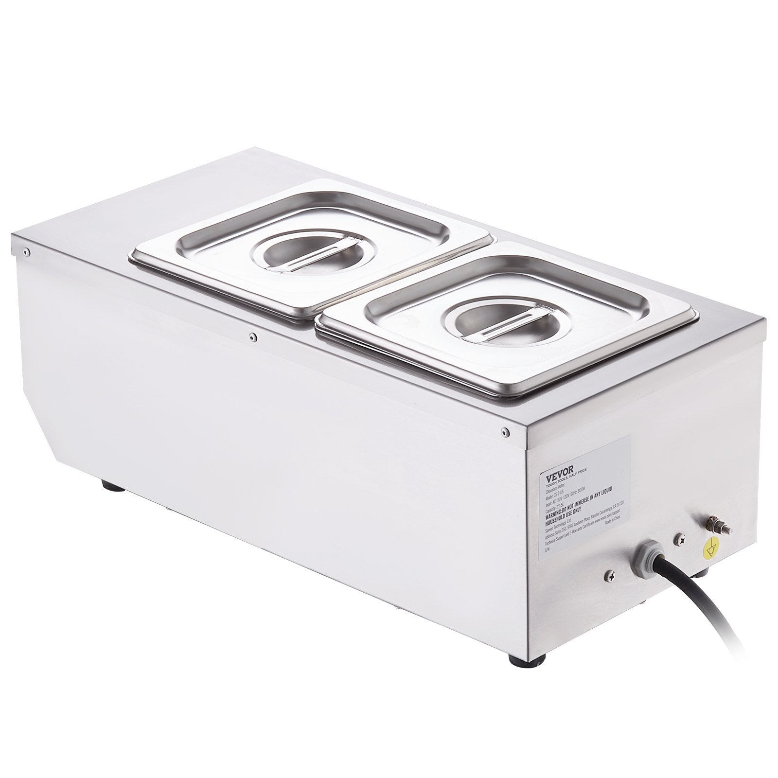 VEVOR Chocolate Tempering Machine, 2 Tanks Chocolate Melting Pot with TEMP Control, 800W Stainless Steel Electric Commercial Food Warmer For Chocolate/Milk/Cream Melting and Heating