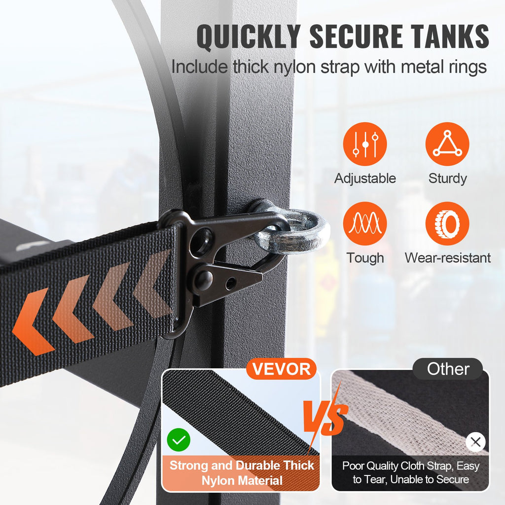 VEVOR Refrigerant Tank Rack, with 1 x 50lb, 2 x 30lb and Other 3 Small Bottle Tanks, Cylinder Tank Rack 15.55x12.99x49.8 in, Refrigerant Cylinder Rack and Holders for Freon, Gases, Oxygen, Nitrogen