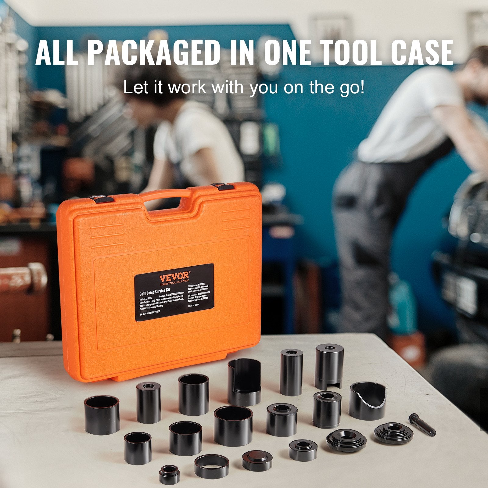 VEVOR Ball Joint Press Kit, 21 pcs Tool Kit, C-press Ball joint Remove and Install Tools, for Most 2WD and 4WD Cars, Heavy Duty Ball Joint Repair Kit for Automotive Repairing