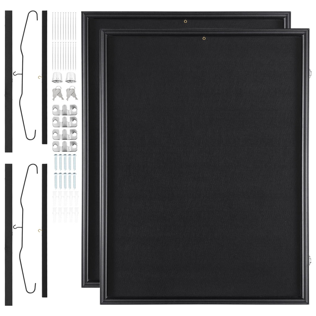VEVOR 2PCs Jersey Display Frame Case, 590 x 790 x 40 mm, Large Lockable Sport Jersey Shadow Box with 98% UV Protection PC Glass and Hangers, for Baseball Basketball Football Hockey Shirt and Uniform