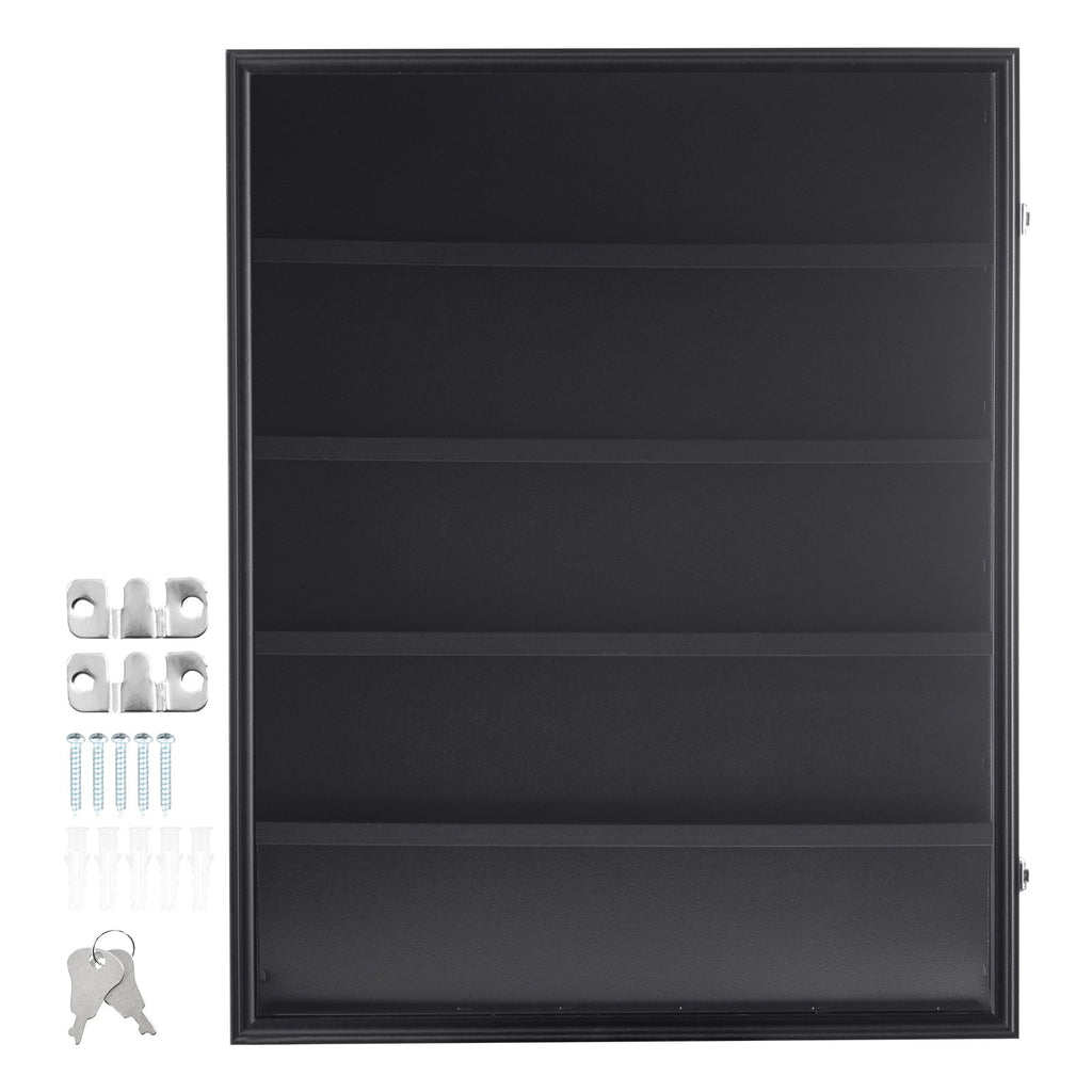 VEVOR 35 Graded Sports Card Display Case, 617 x 775 x 55 mm, Baseball Card Display Frame with 98% UV Protection Clear View PC Glass, Lockable Wall Cabinet for Football Basketball Hockey Trading Card