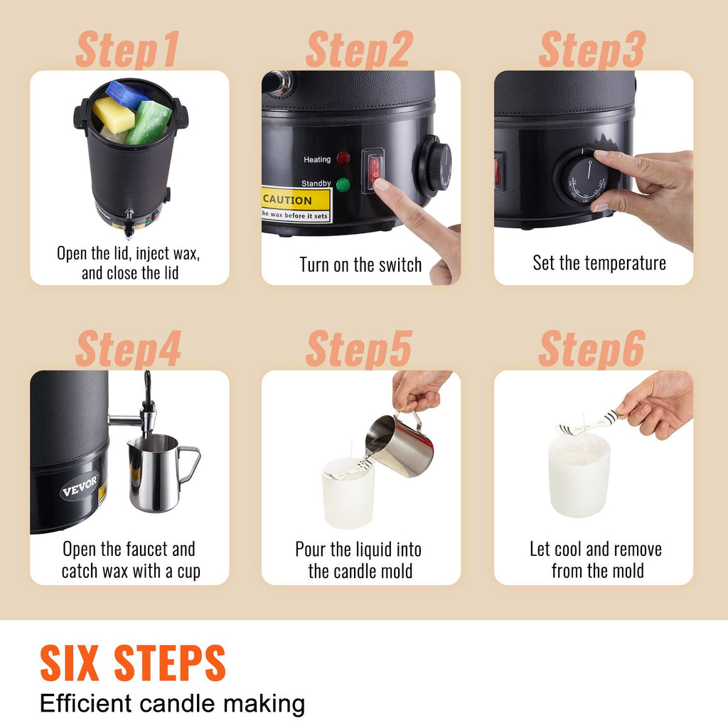 VEVOR Wax Melter for Candle Making 10Liter Electric Pot Commercial or Home Use