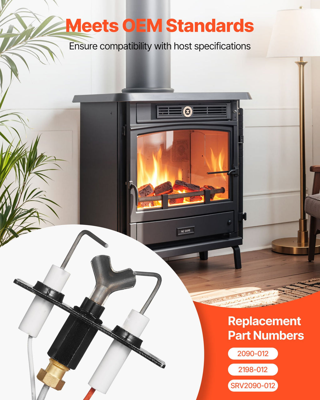 VEVOR Gas Pilot Assembly, OE 2090-012, 2198-012, SRV2090-012 Fireplace Gas Pilot Assembly, Natural Gas Ignition Replacement, Fit Heatilator, Heat & Glo, Quadra-Fire, Outdoor Lifestyles, Majestic