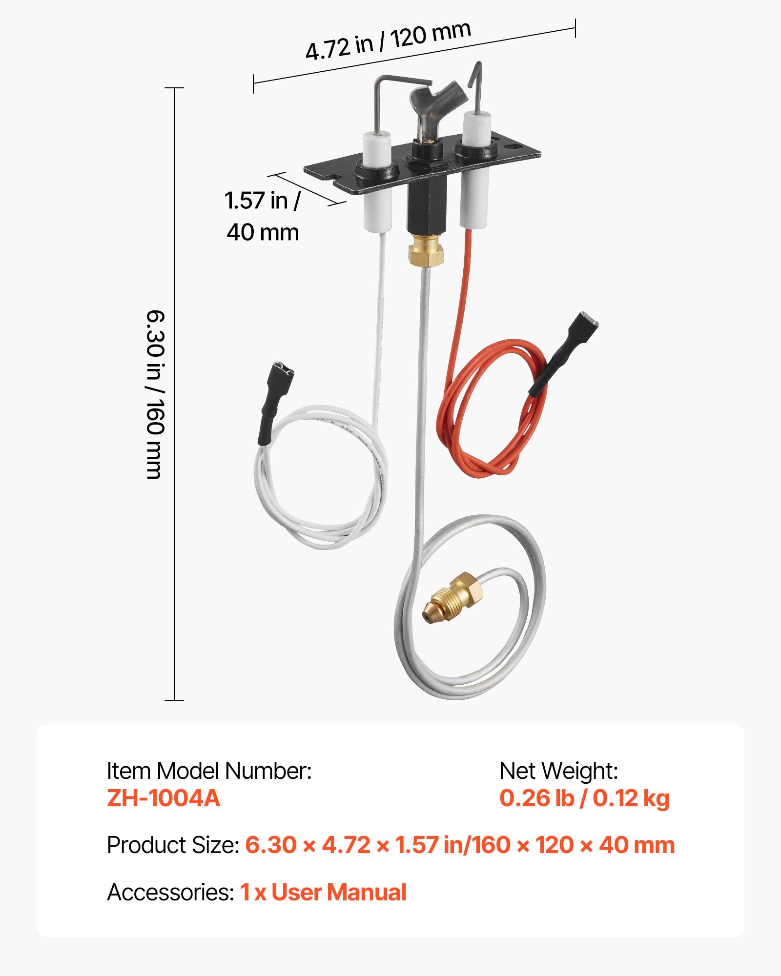 VEVOR Gas Pilot Assembly, OE 2090-012, 2198-012, SRV2090-012 Fireplace Gas Pilot Assembly, Natural Gas Ignition Replacement, Fit Heatilator, Heat & Glo, Quadra-Fire, Outdoor Lifestyles, Majestic