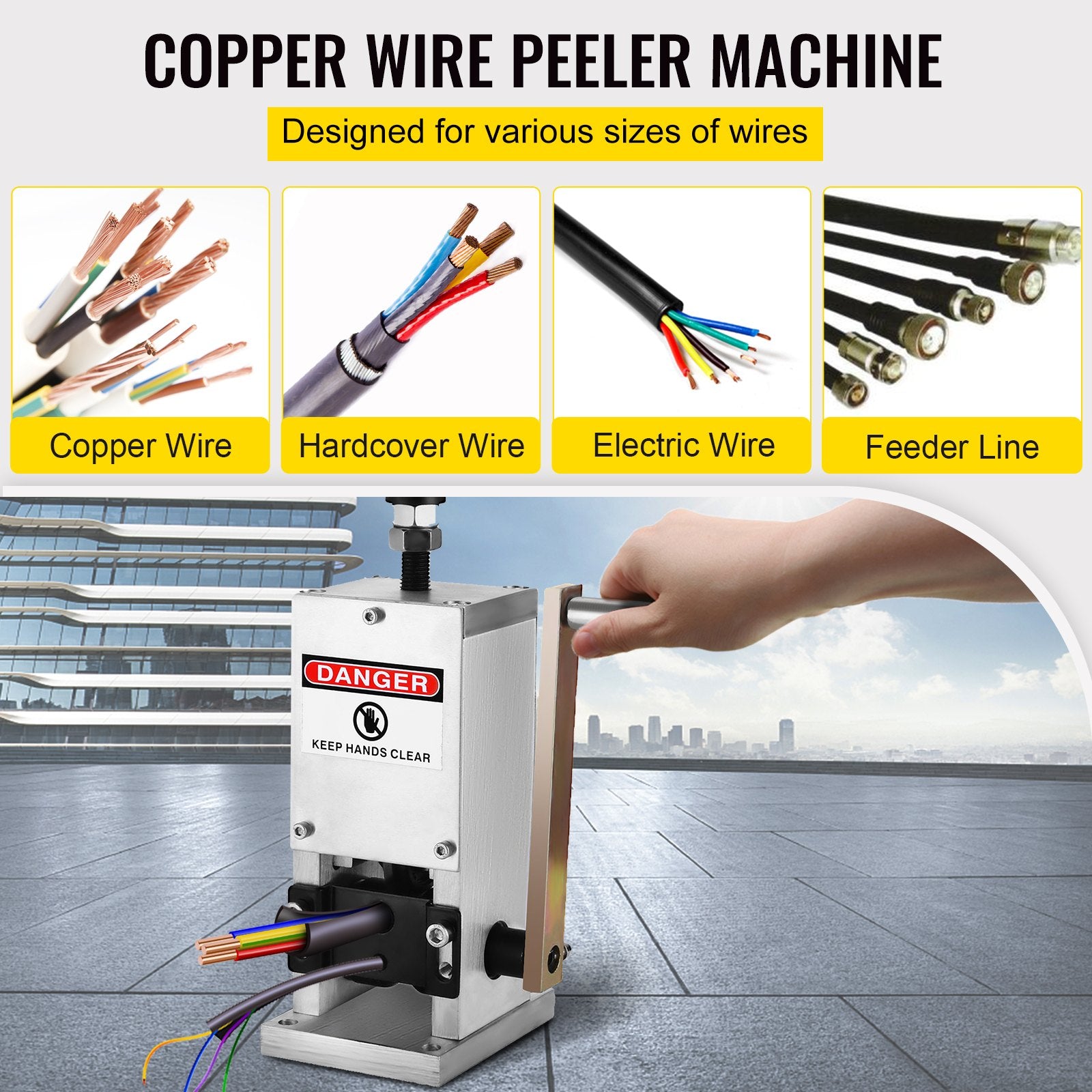 VEVOR Wire Stripping Tool 0.06-0.98 Inch Cable Wire Stripping 1 Cutting Blade Wire for cutting and Stripping Scrap Copper Wire