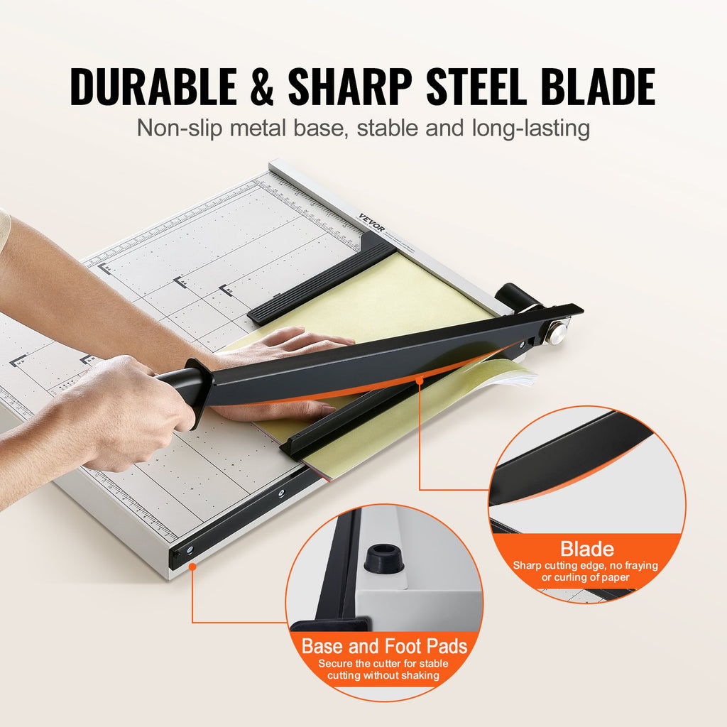 VEVOR Paper Cutter, Guillotine Trimmer, 457 mm Cut Length, 20 Sheets Capacity, Heavy Duty Guillotine Paper Cutter with Guard Rail/Blade Lock for Cardstock/Cardboard, Paper Trimmer for Home Office