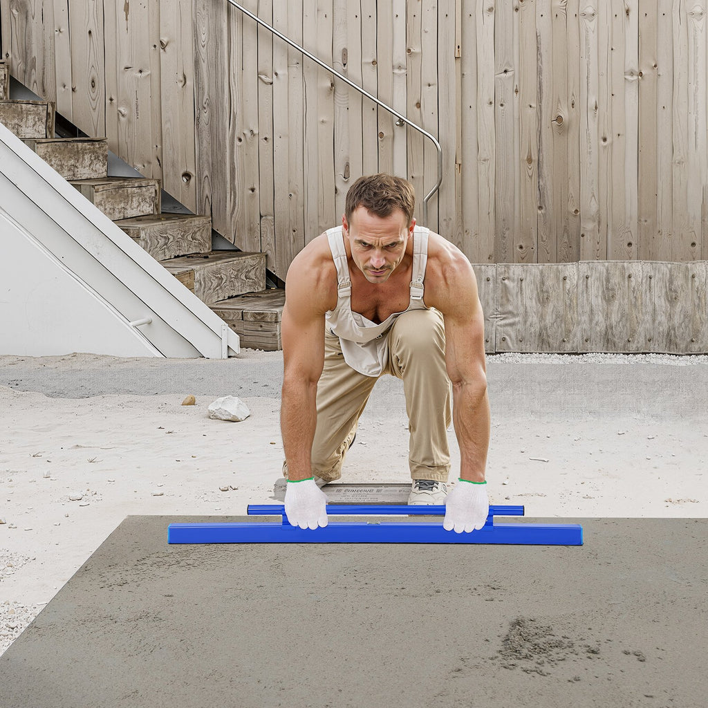 VEVOR Concrete Screed, 120.5 cm Screed with Level Vial, Easy Cleanup & End Cap Design, Aluminum Lightweight & Reversable Handle for Leveling Floors, Small-Scale Construction and Home Renovation