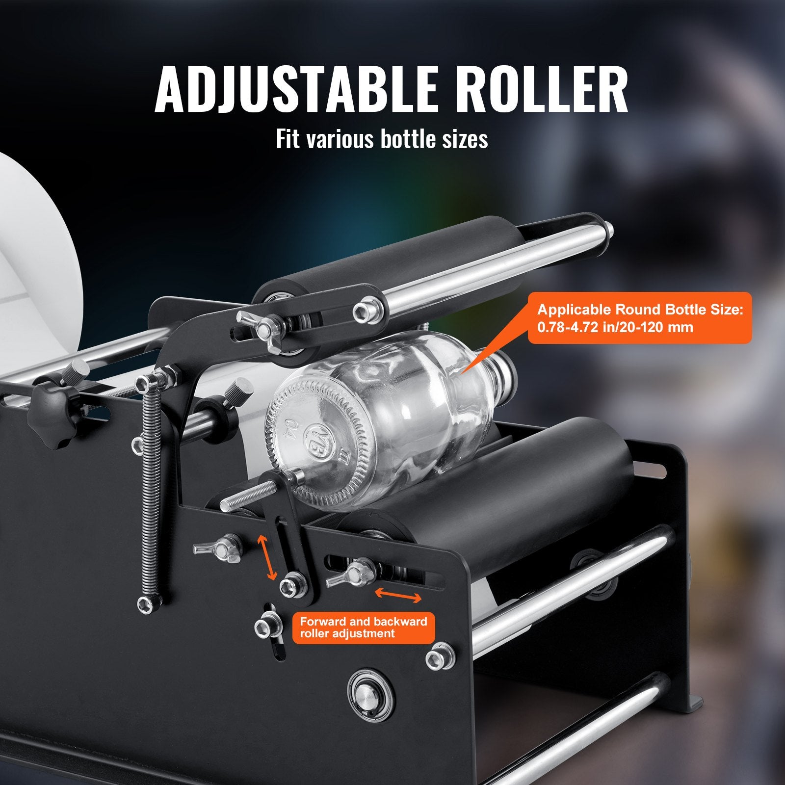 VEVOR Manual Round Labeling Machine, 15-20pcs/min, Bottle Label Applicator for Round Bottles, Adjustable Manual Round Bottle Labeler Suitable for Round Bottle Diameter 20-120 mm (with Pressing Bar)