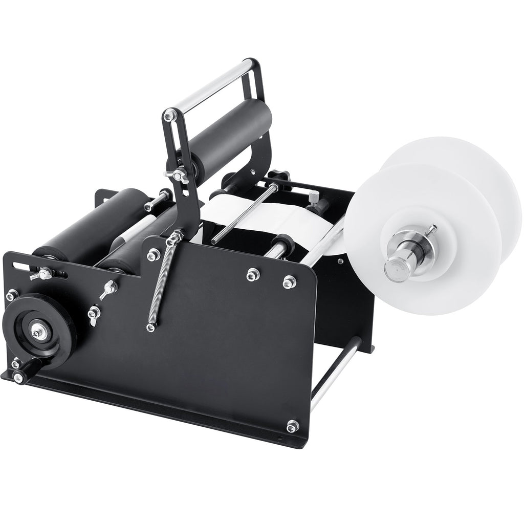 VEVOR Manual Round Labeling Machine, 15-20pcs/min, Bottle Label Applicator for Round Bottles, Adjustable Manual Round Bottle Labeler Suitable for Round Bottle Diameter 20-120 mm (with Pressing Bar)