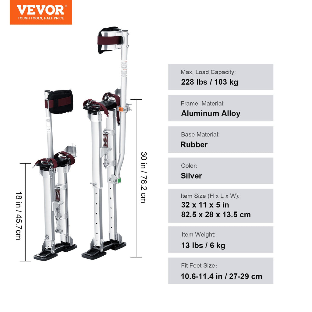 VEVOR Drywall Stilts Aluminum Tool Stilts 45.7-76.2cm Adjustable Painting Taping