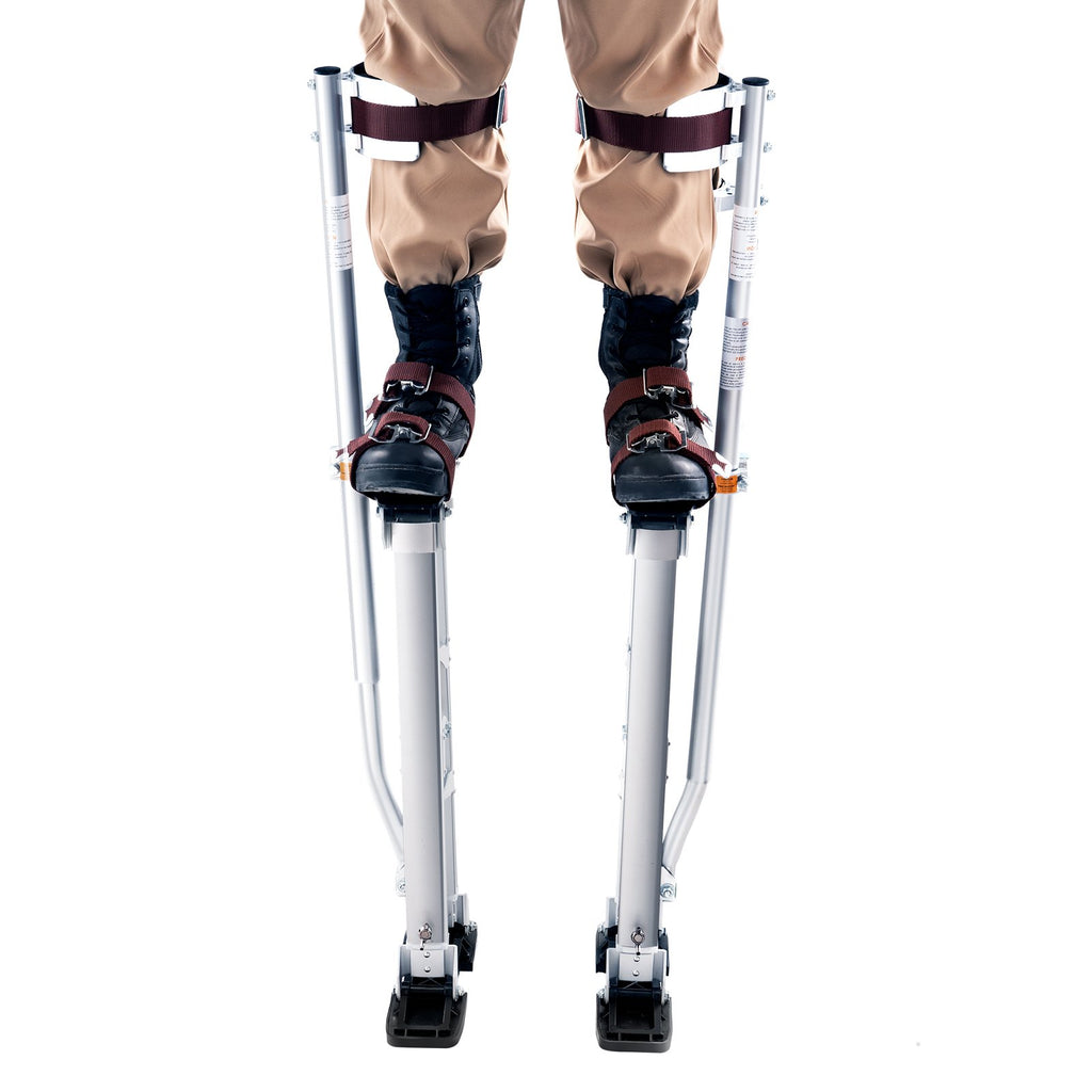 VEVOR Drywall Stilts, 24''-40'' Adjustable Aluminum Tool Stilts with Protective Knee Pads, Durable and Non-Slip Work Stilts for Sheetrock Painting, Walking, Taping, Silver