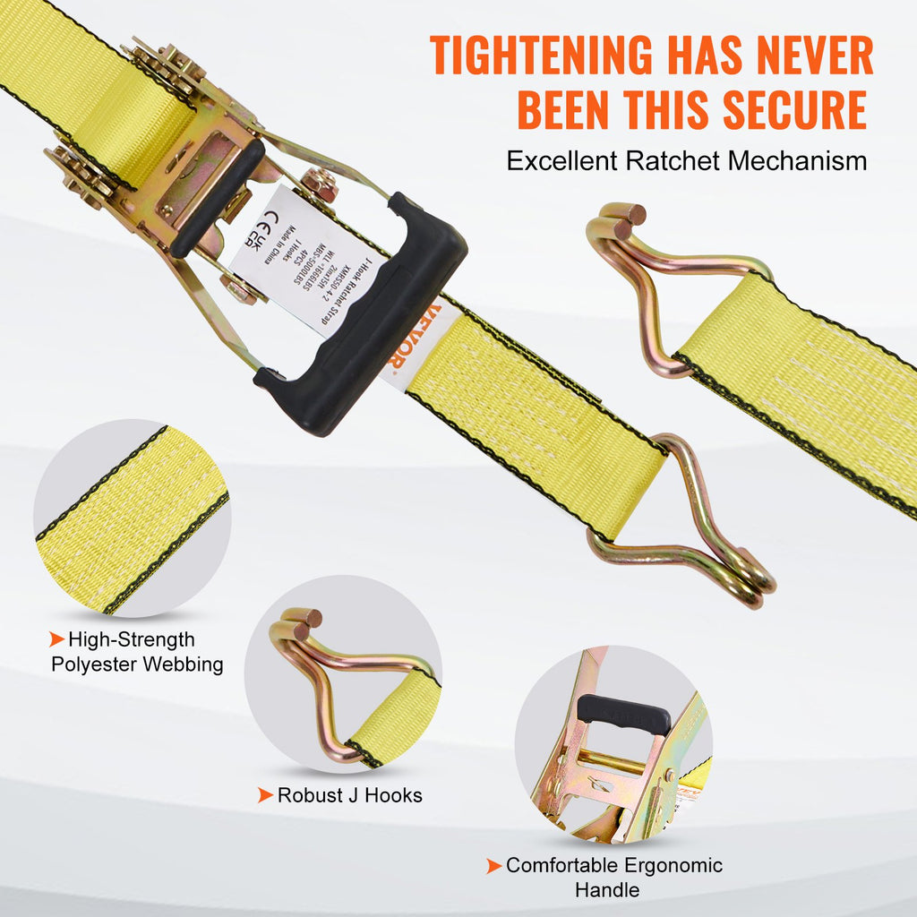 VEVOR 4 Pack Ratchet Tie Down Straps 5000 lbs 2