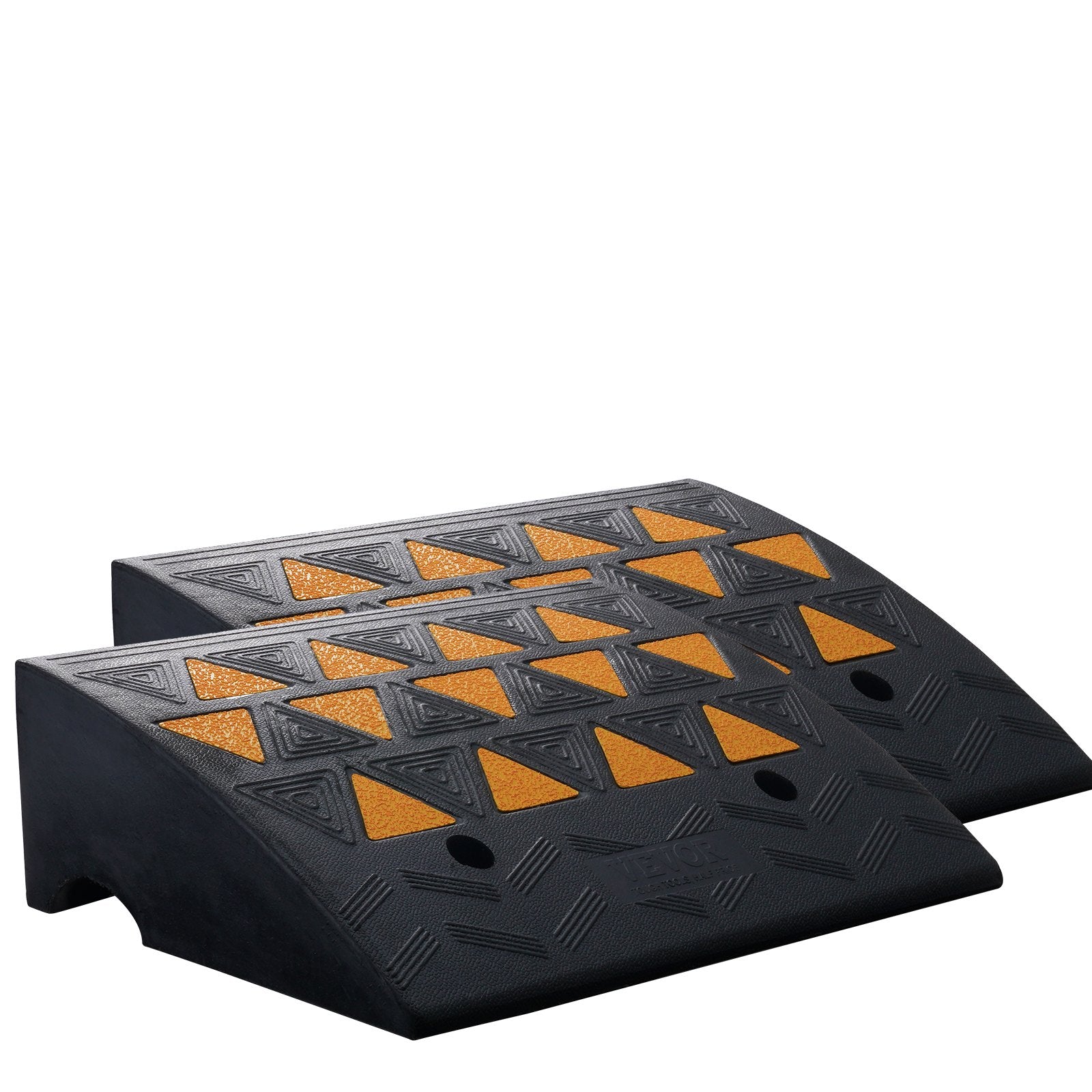 VEVOR Rubber Curb Ramp 2 Pack, 15.2 cm Rise Height Heavy-Duty 15 tons Load Capacity Threshold Ramps, Driveway Ramps with Stable Grid Structure for Cars, Wheelchairs, Bikes, Motorcycles