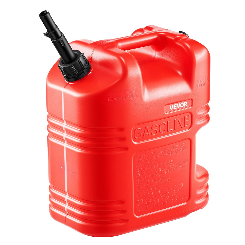 VEVOR Fuel Container, 19 L, Gas Tank with Spout & Clear Scale, 15 L/min Max Flow Rate, Secure & Leak-proof, Portable Flat Fluid Container for Most Cars Motorcycle ATV UTV, Red, 1 Pack